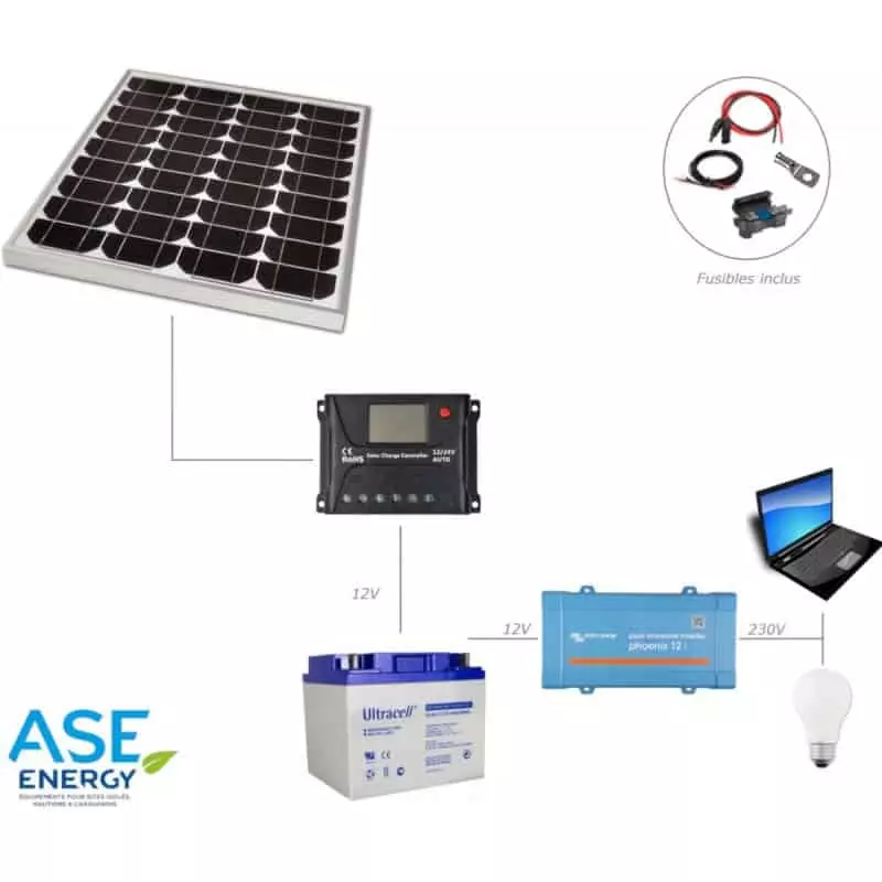 Kit solaire 50W 12V 230V - Alimentez vos besoins en autonomie