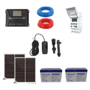 Kit de pompage solaire 1500L/H pour bassin avec batterie et timber