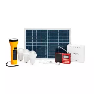 Kit solaire éclairage et charge USB avec 3 ampoules, radiot et lampe