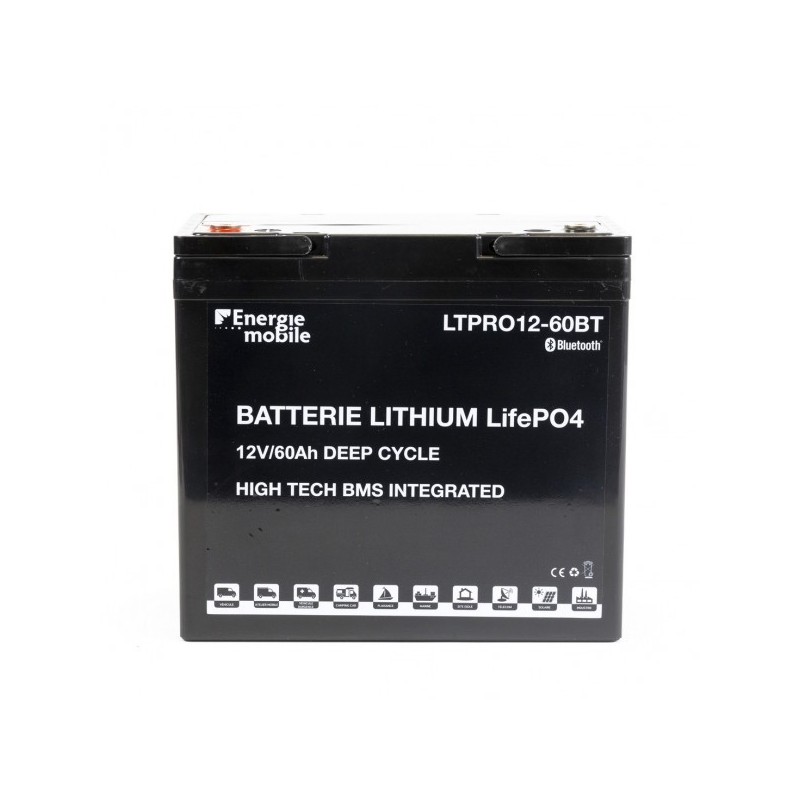 Batterie Lithium 60Ah 12V BMS Bluetooth 250A Energie Mobile