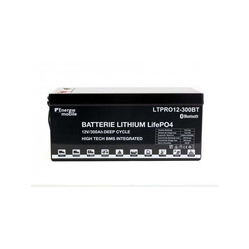 Batterie Lithium 300Ah 12V BMS Bluetooth 250A Energie Mobile