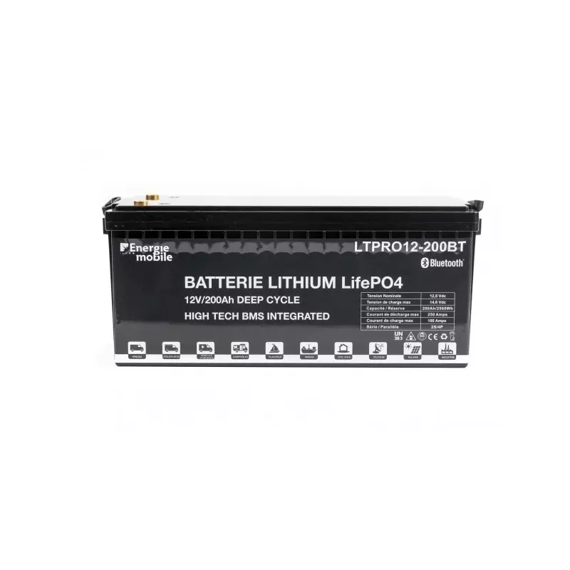 Batterie Lithium 200Ah 12V BMS Bluetooth 250A Energie Mobile