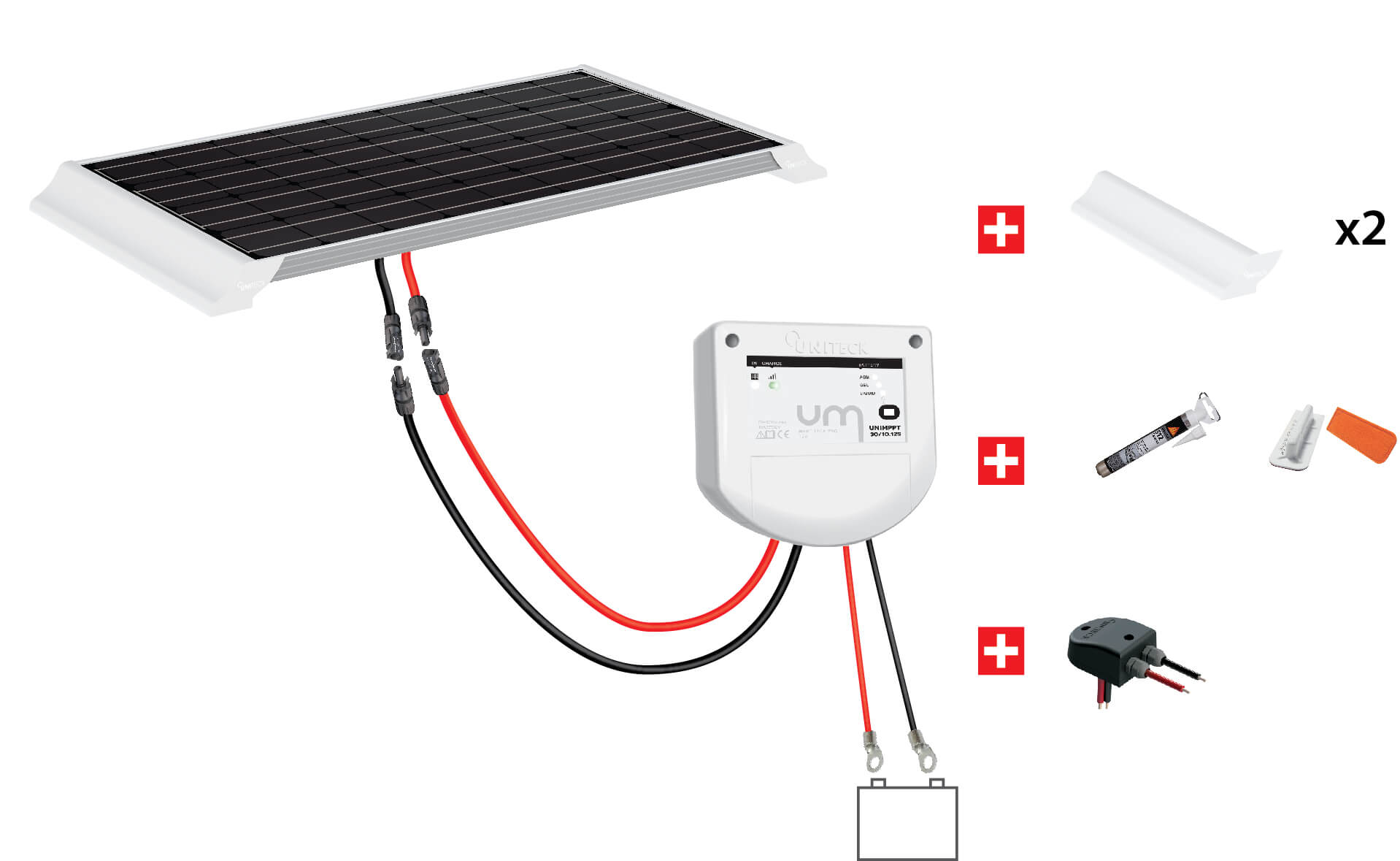 Kit panneau solaire 12V 100W camping-car Uniteck Kit panneau solaire 12V 100W camping-car Uniteck