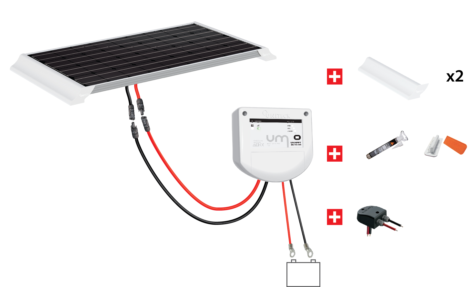 Kit panneau solaire 12V 100W camping-car Uniteck