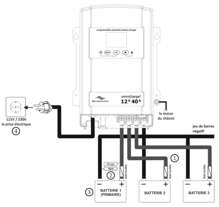 schema installation chargeur de batterie omnicharge TBS 60A